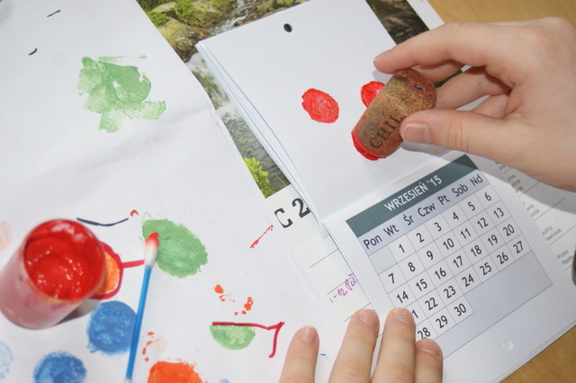 pieczątki z korka kalendarzyk dla dzieci