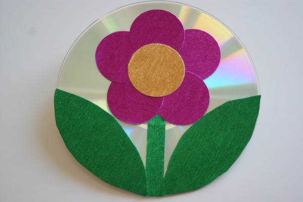 kwiatek recykling płyty CD dzień mamy babci 