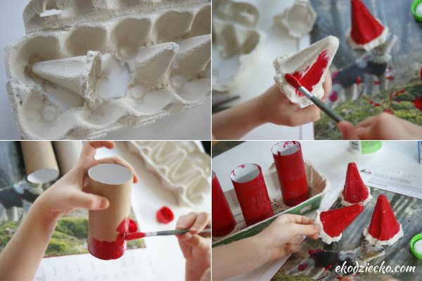 kreatywny mikołaj z rolki po papierze do prac plastycznych z dziećmi