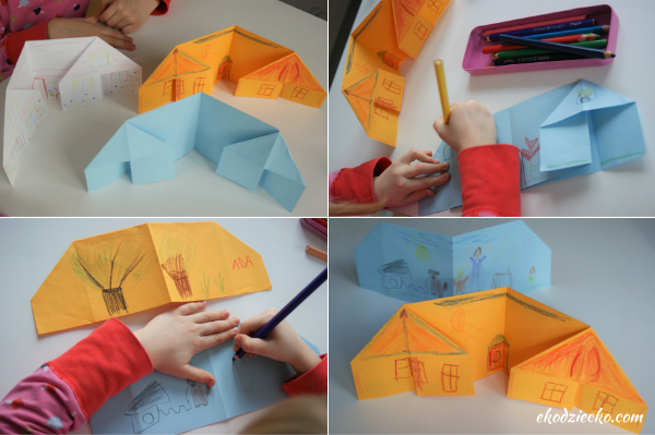 proste origami, domek dla dzieci, kreatywna zabawa