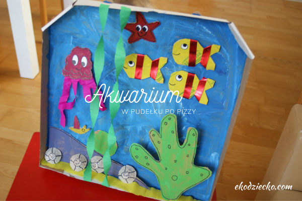 akwarium w pudełku po pizzy dyi, kratywne zabawy plastyczne dla dzieci