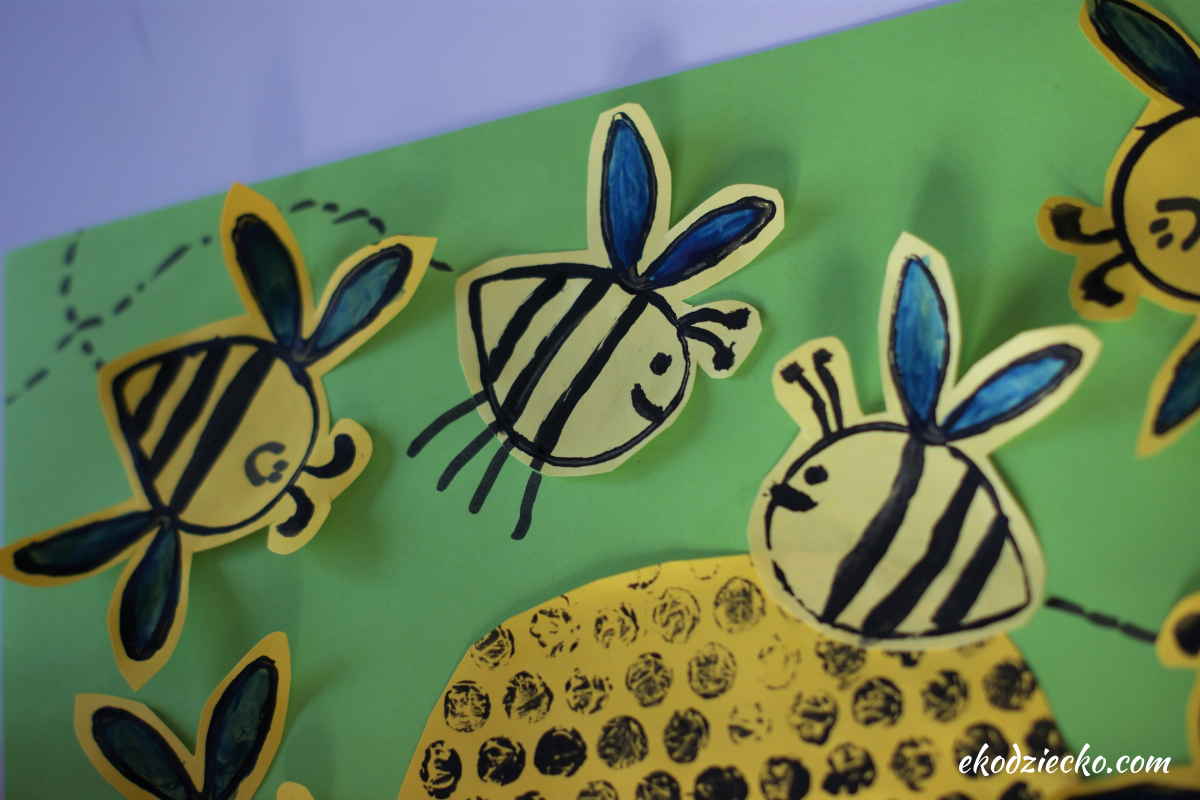 pszczółki na dzień pszczoły, kreatywna praca plastyczna dla dzieci z materiałów z recyklingu