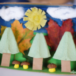 jesienny las, kreatywne prace przestrzenne dla dzieci w szkole, w świetlicy i w domu z recyklingu, pudełka po jajkach